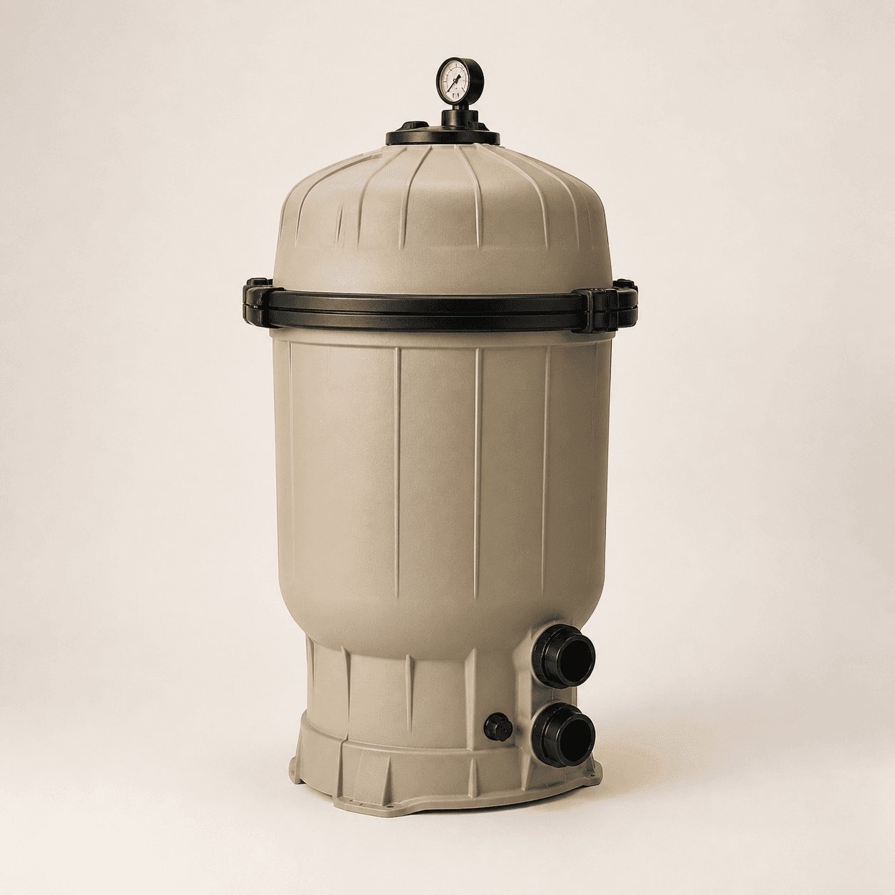 Brand-neutral illustration of a four-cartridge pool filter housing